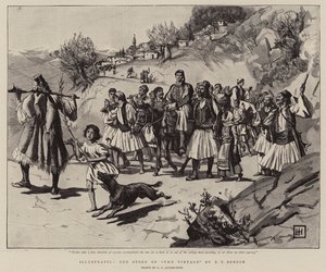 A Szüret történetét illusztrálva E F Benson metszetével alkotó: George Percy Jacomb-Hood